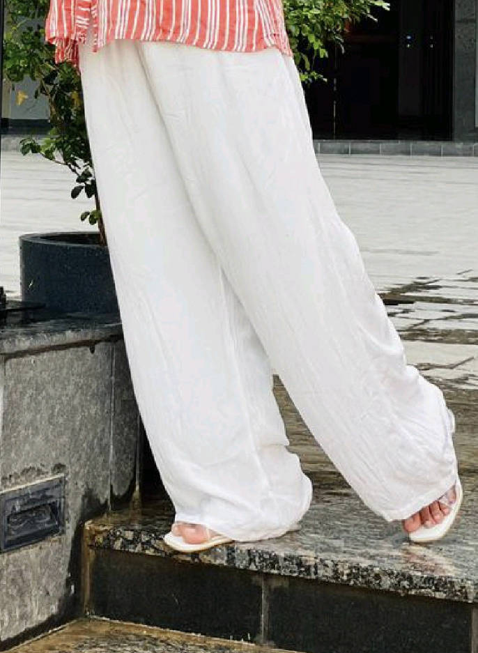 Rayon Crush White Pant