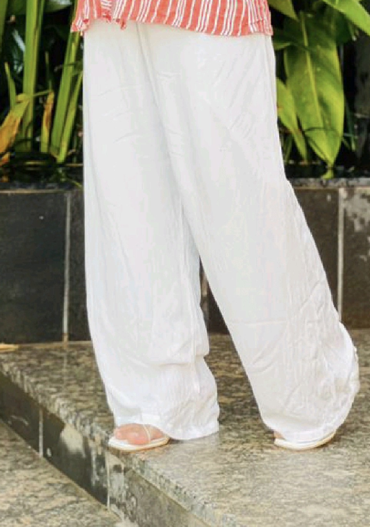 Rayon Crush White Pant