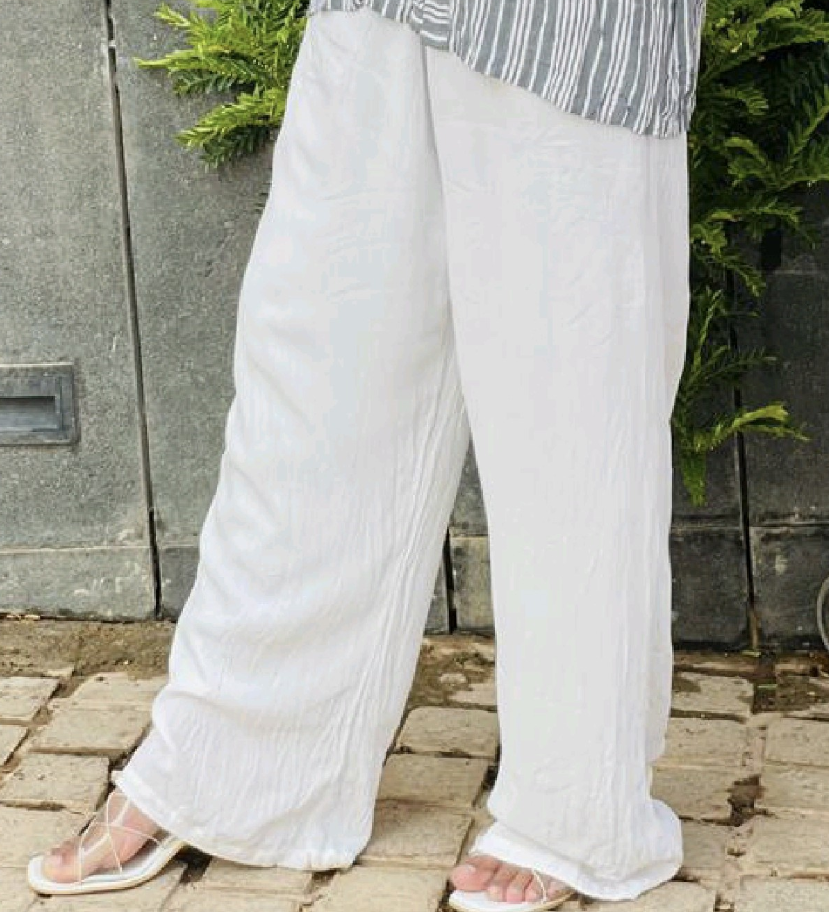 Rayon Crush White Pant